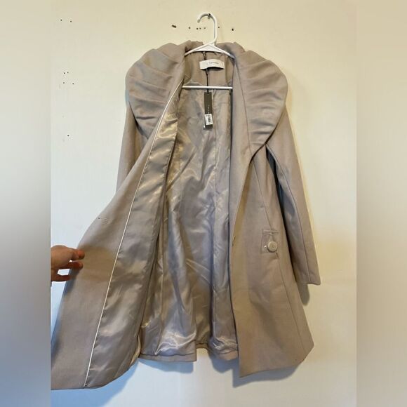 Tahari Abigail Wool Shawl Collar Coat Beige - Picture 9 of 16